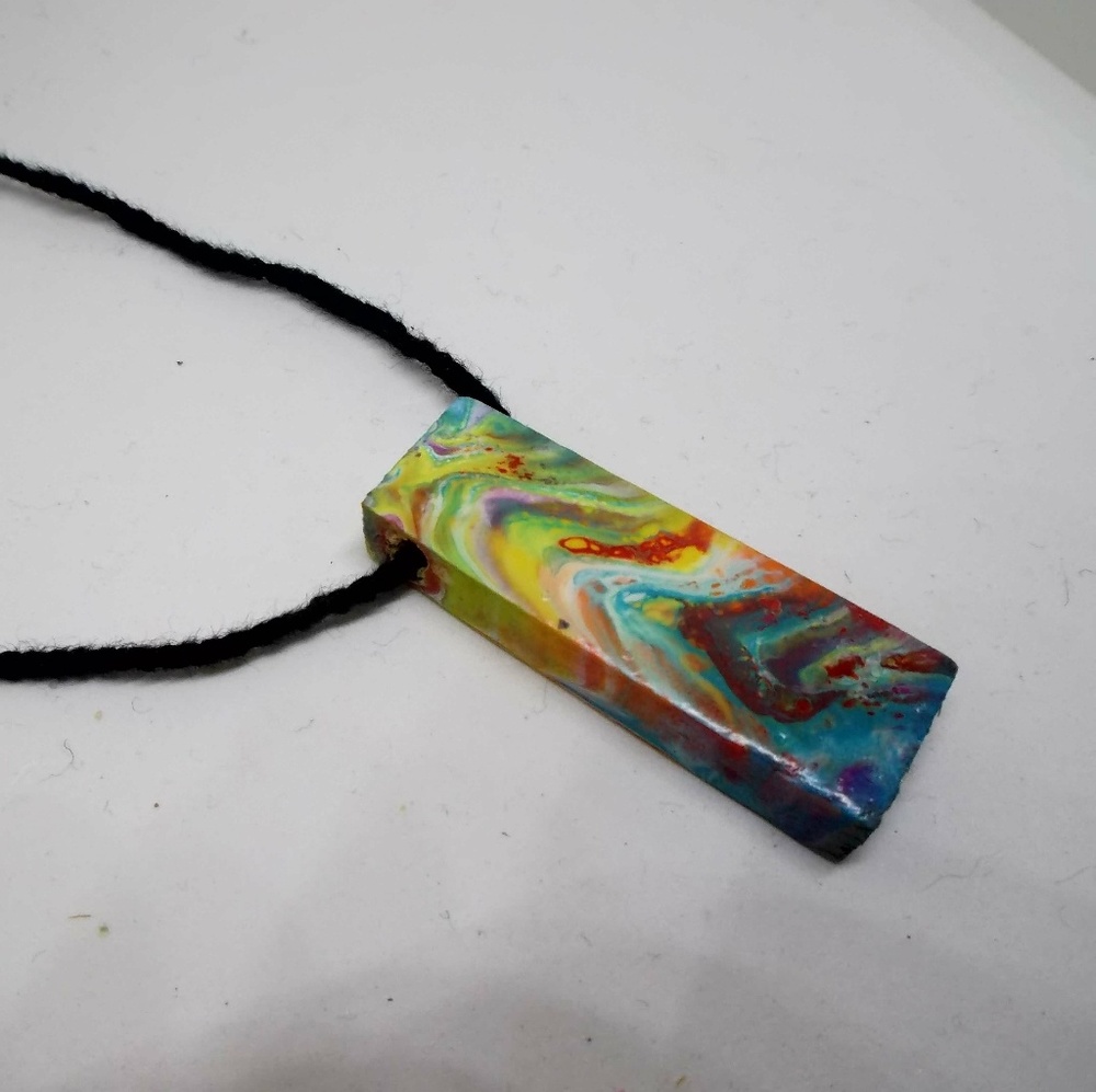 Atomic Sunshine Wooden Art Block necklace